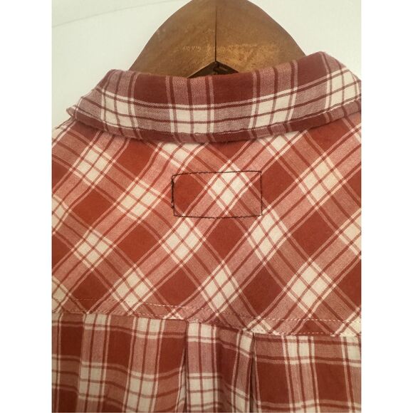 Current/Elliott Plaid Long Sleeve Button-Down Shirt Red/Cream Size 1 (Small) - Picture 8 of 10